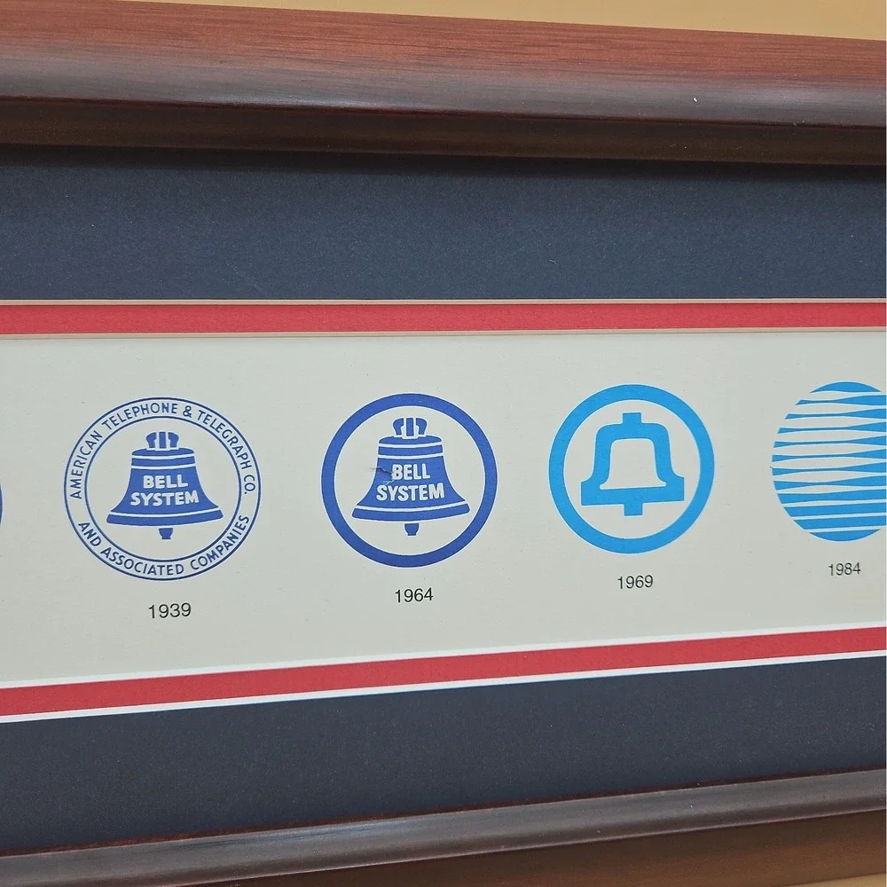 Vintage Bell System Logo Evolution Framed Art Print AT&T Telephone History Sign